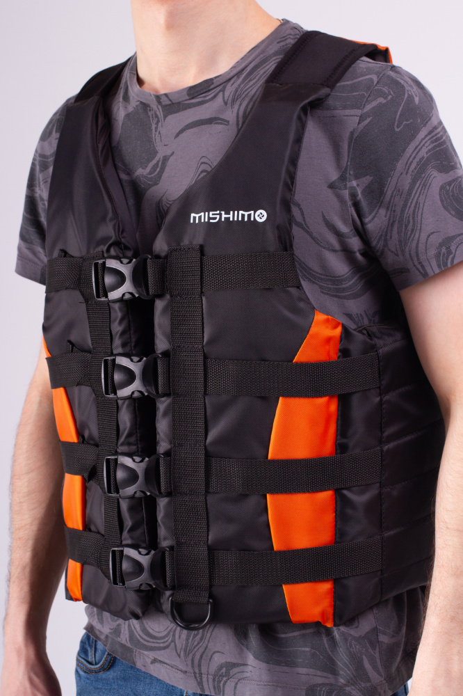 Жилет спасательный MISHIMO PRO Премиум качества Черно-оранжевый в Дербенте