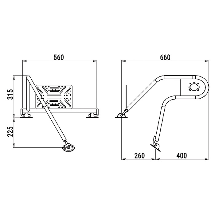 Стойка рулевая с креплением на баллон надувной лодки 25мм в Дербенте