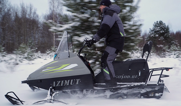 Миниснегоход Бурлак Азимут 20 л.с. , эл.запуск, реверс, тормоз гидравл, капот серый в Дербенте